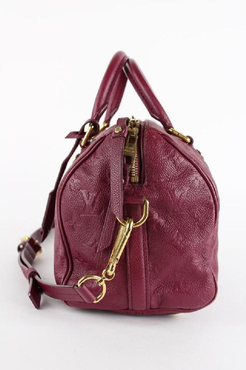 Louis Vuitton Aurore Empreinte Leather Speedy Bandouliere 25 Bag with Strap For Sale 1