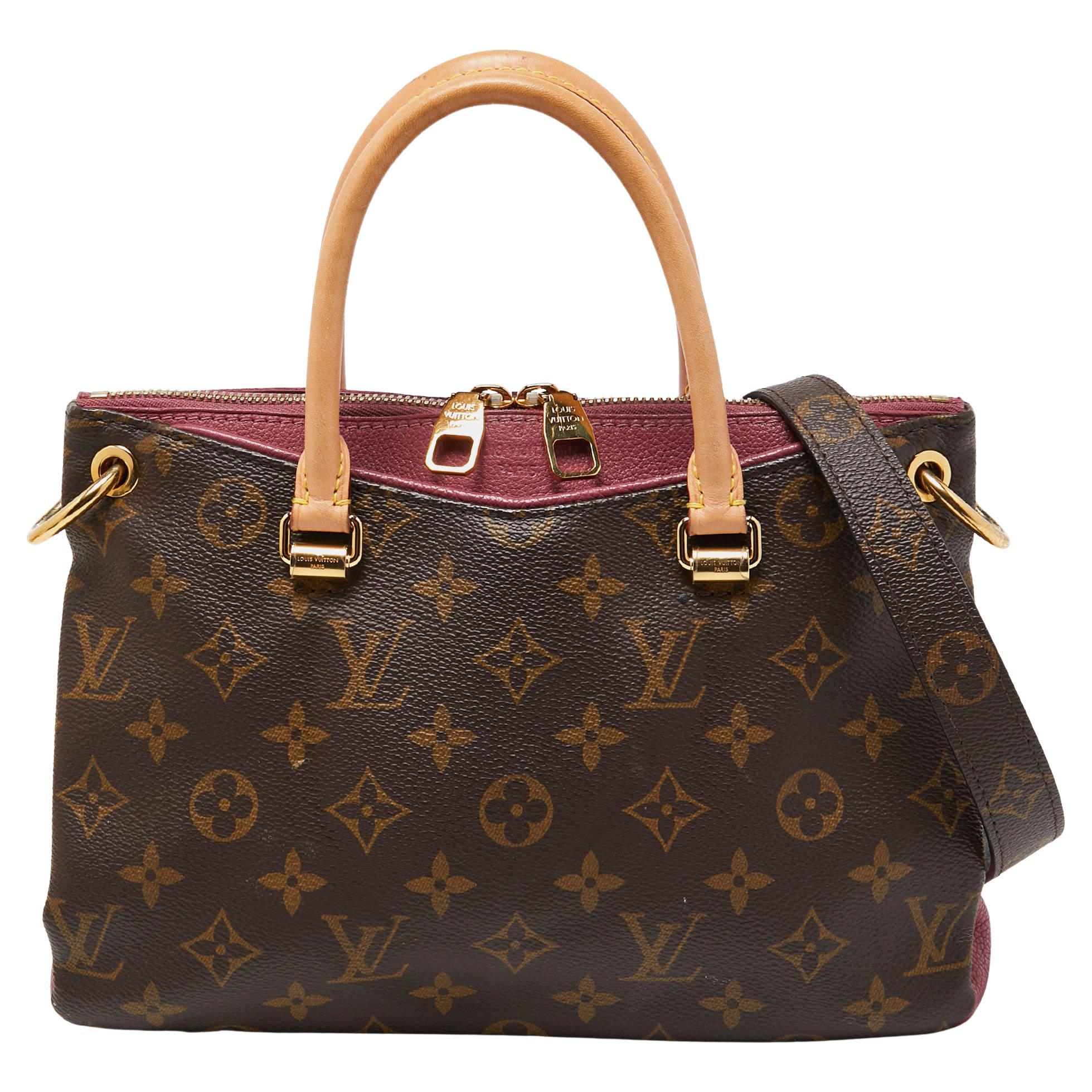 Louis Vuitton Aurore Leather and Monogram Canvas Pallas BB Bag