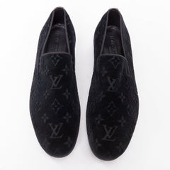 LOUIS VUITTON Auteuil Velvet Monogram Smoking Slipper tux loafer shoes UK6