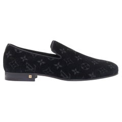 LOUIS VUITTON Auteuil Velvet Monogram Smoking Slipper tux loafer shoes UK6