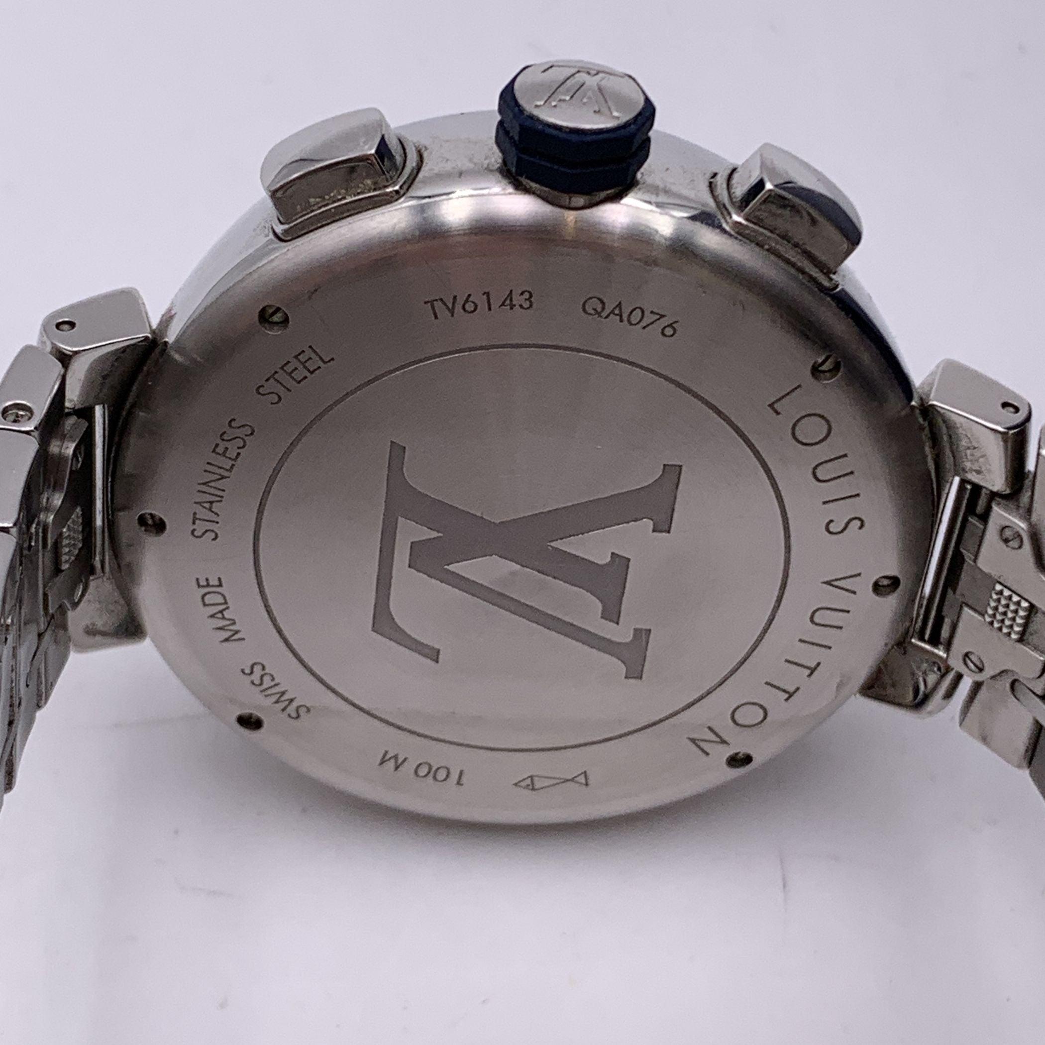 Louis Vuitton Automatic Tambour Damier Cobalt Chronograph Watch For Sale 2
