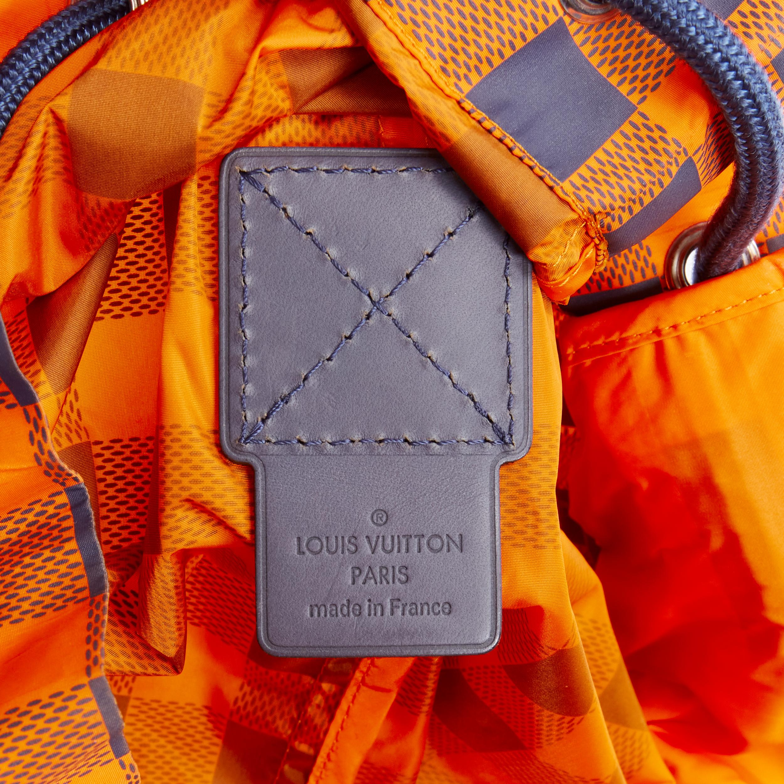 LOUIS VUITTON Aventure orange blue LV Damier nylon foldable backpack 3