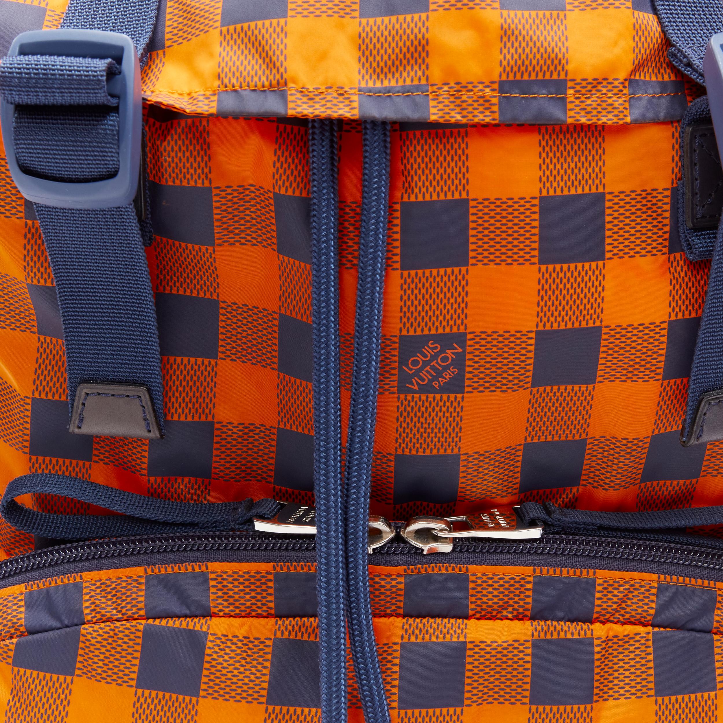 LOUIS VUITTON Aventure orange blue LV Damier nylon foldable backpack In Excellent Condition In Hong Kong, NT