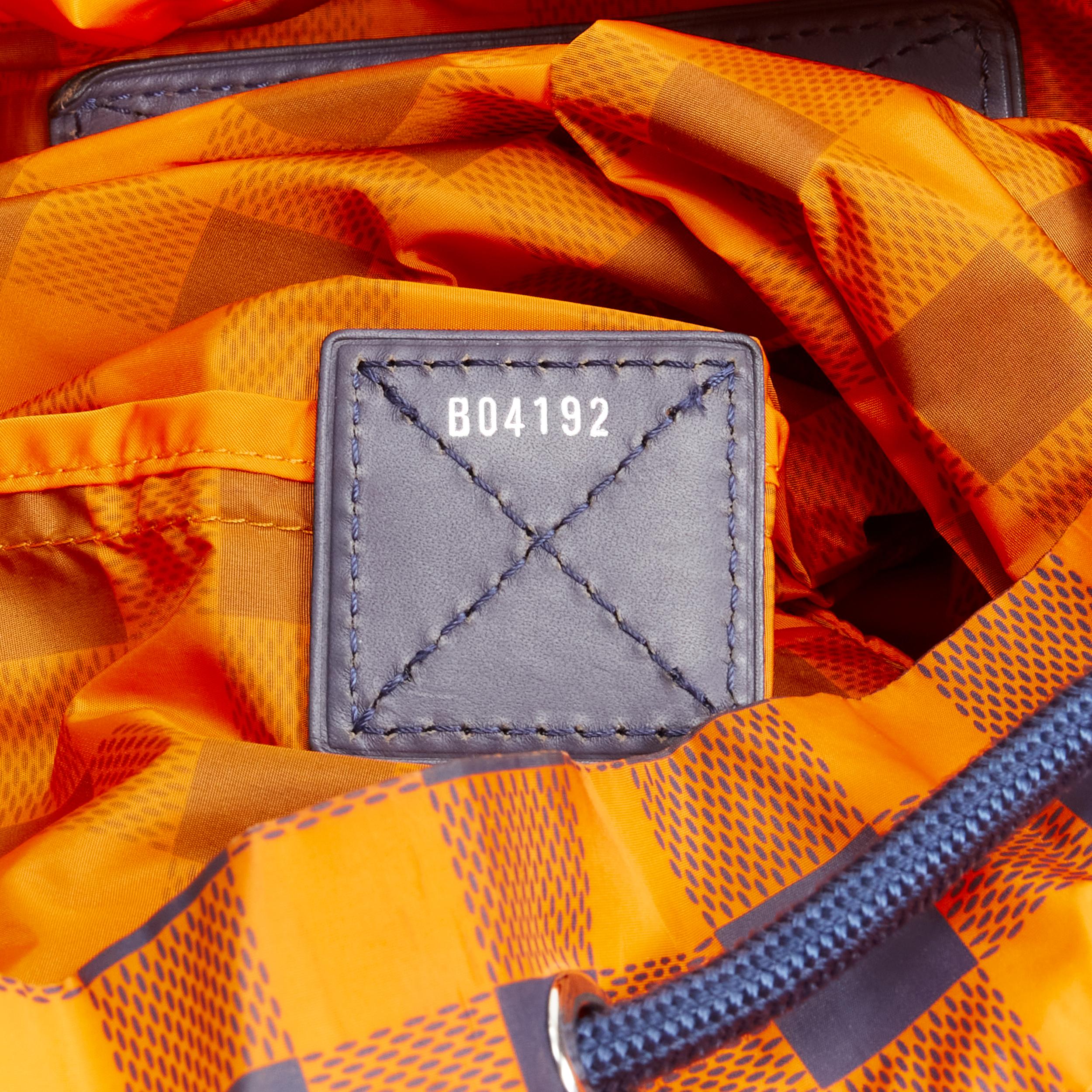LOUIS VUITTON Aventure orange blue LV Damier nylon foldable backpack 2