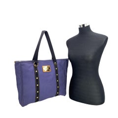 Louis Vuitton Azul Blue Canvas Antigua GM Tote Shopping Bag
