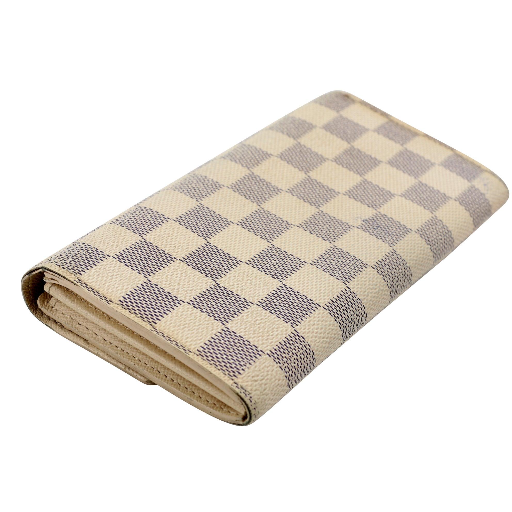 Brown Louis Vuitton Azur Canvas Sarah GM Long Wallet LV-W1110P-A004 For Sale