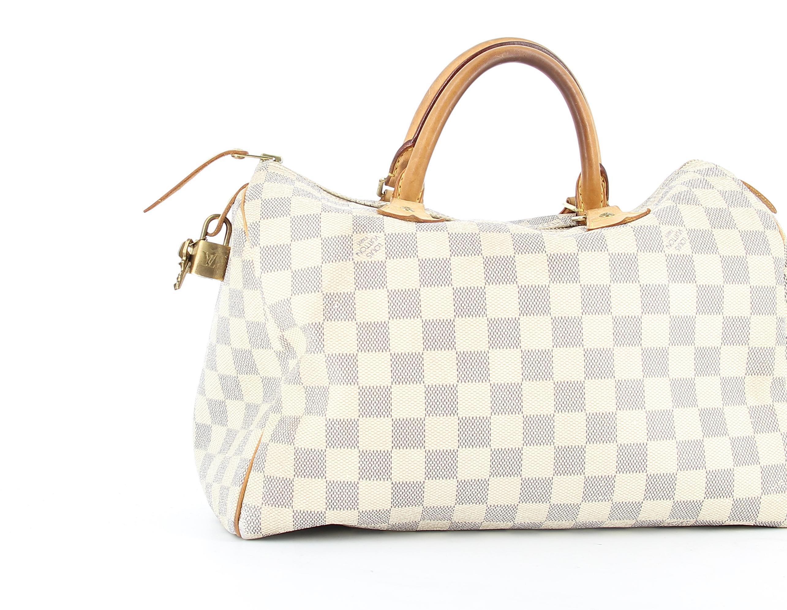 Azur Damier Speedy Tasche aus Segeltuch von Louis Vuitton im Zustand „Gut“ in PARIS, FR