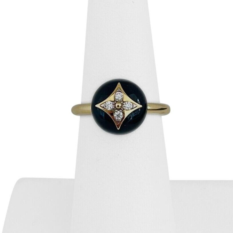 Louis Vuitton Bague B Blossom en or jaune 18 carats, onyx et diamants Bon état à Guilford, CT