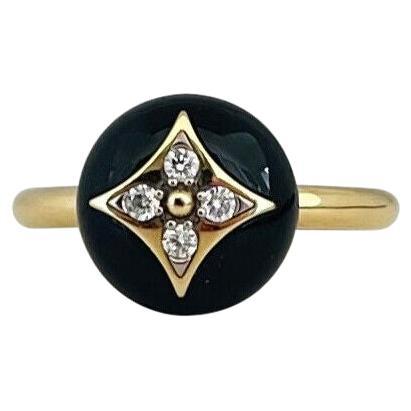 Louis Vuitton B Blossom 18 Karat Yellow Gold Onyx and Diamond Ring For Sale