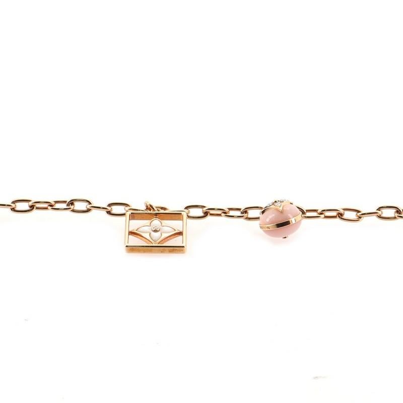 Louis Vuitton B Blossom Bracelet 18k Rose and White Gold with Pink Opal In Good Condition In New York, NY