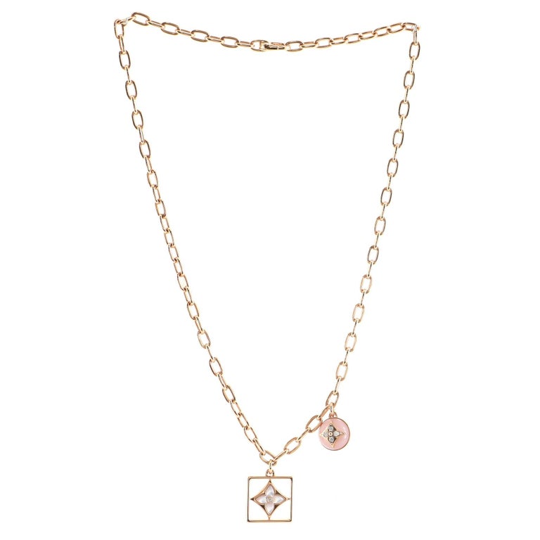 LV/Louis Vuitton necklace old flower 18k rose gold necklace ladies