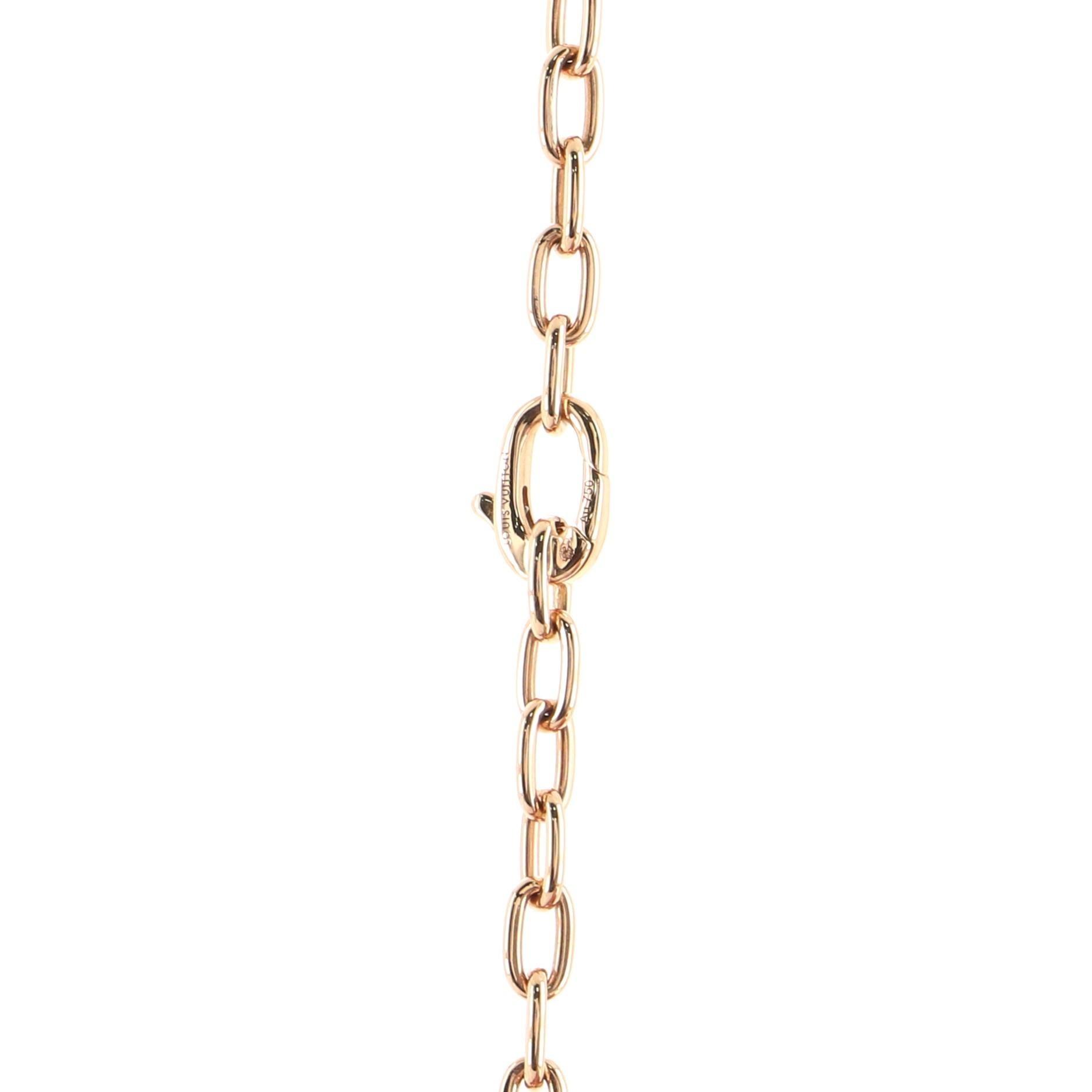 Louis Vuitton B Blossom Necklace 18K Rose Gold with 18K White Gold, Pink Opal In Good Condition In New York, NY