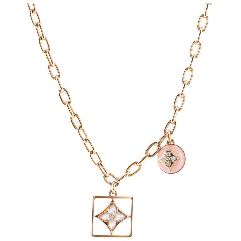 Louis Vuitton Rose Gold, White Gold and Diamond B Blossom Necklace