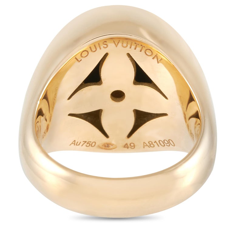 Louis Vuitton Mens Gold Monogram Signet Ring