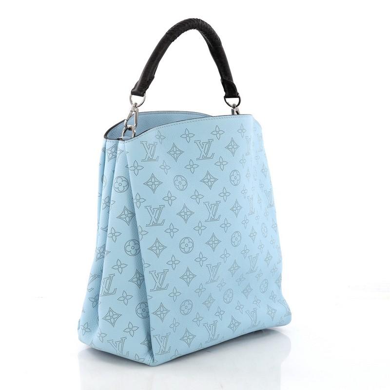 Blue Louis Vuitton Babylone Handbag Mahina Leather PM