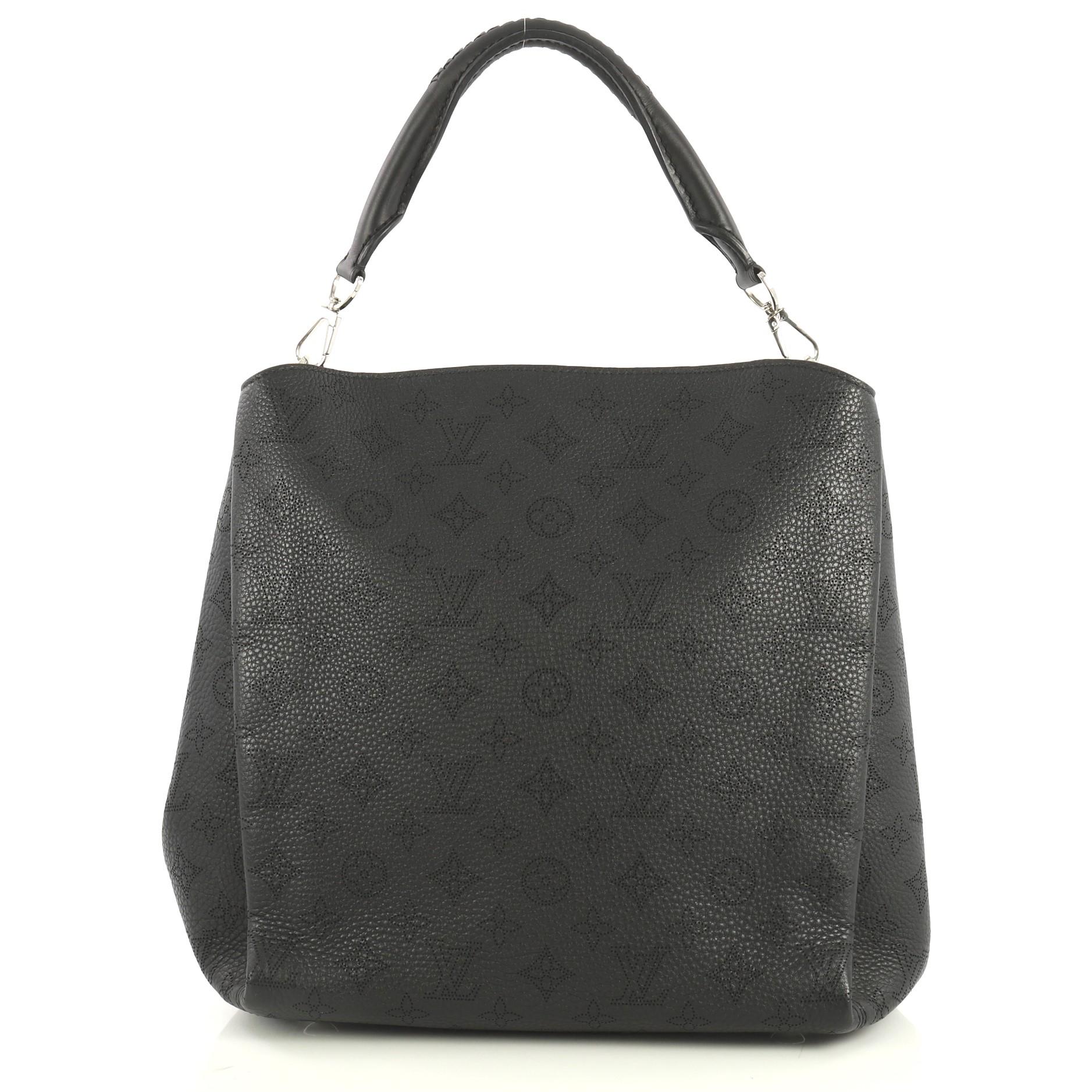 Black  Louis Vuitton Babylone Handbag Mahina Leather PM