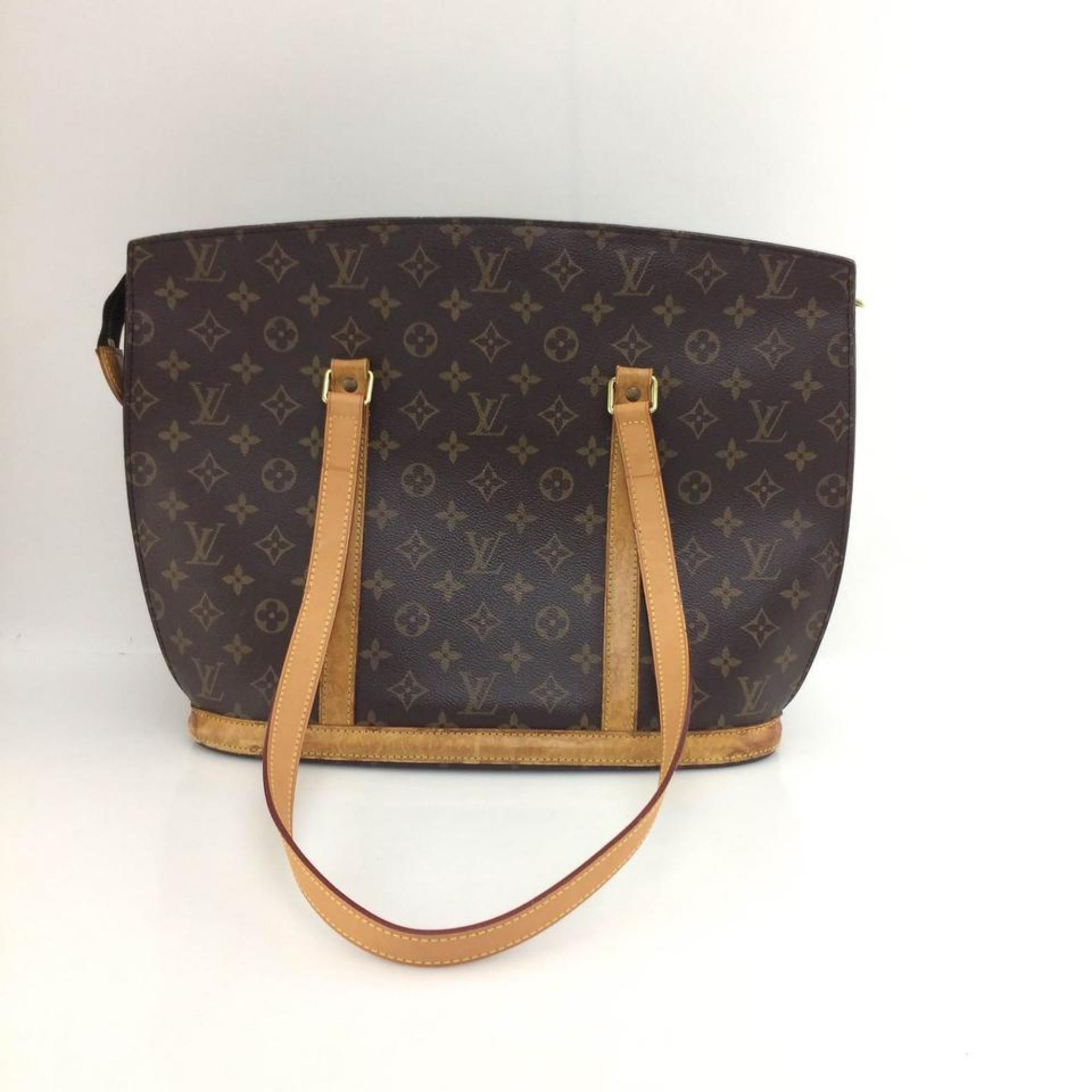 Louis Vuitton Babylone Monogram Zip Tote 865612 Brown Leather Shoulder Bag For Sale 3