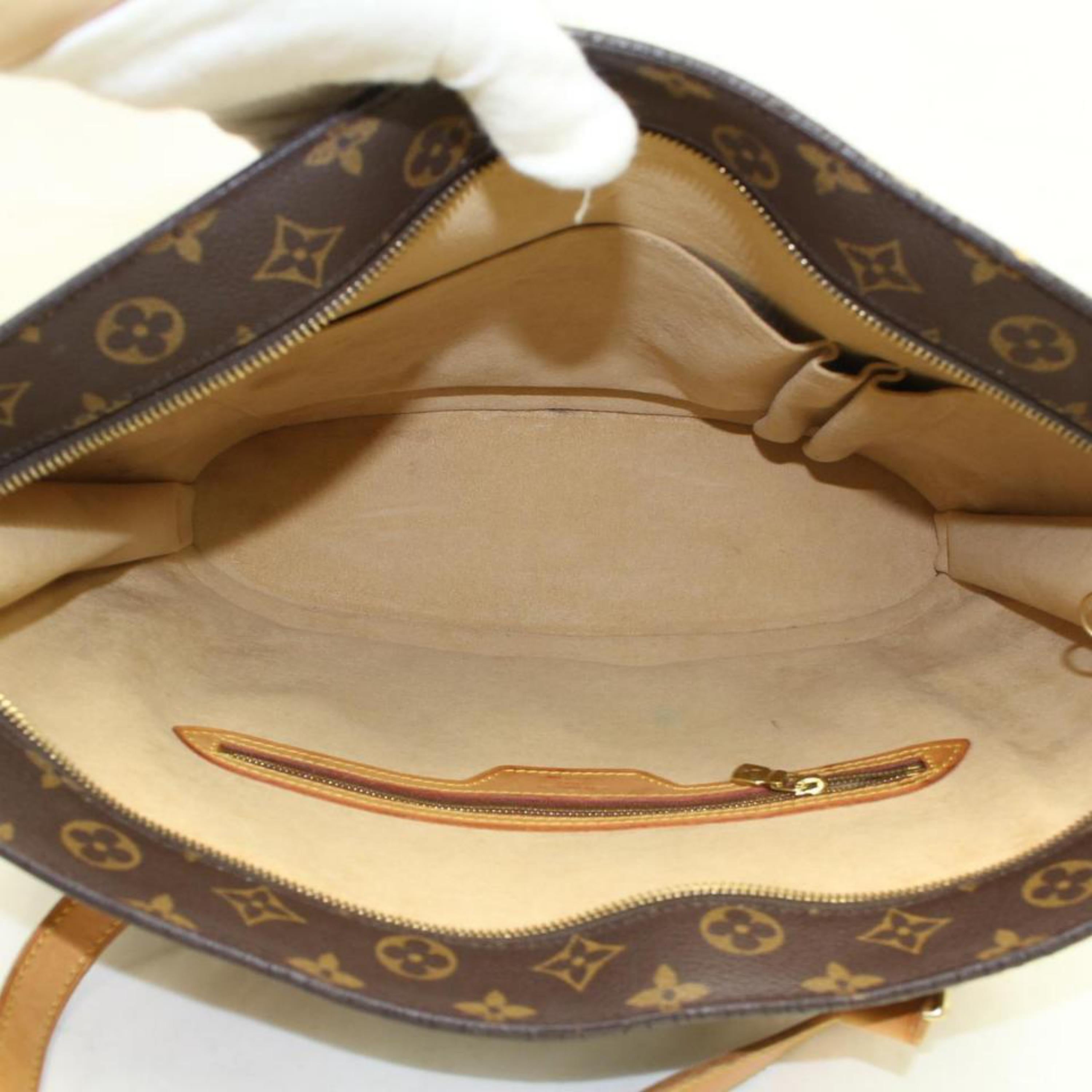 Louis Vuitton Babylone Monogram Zippered Tote 109561 Brown Canvas Shoulder Bag In Fair Condition For Sale In Forest Hills, NY