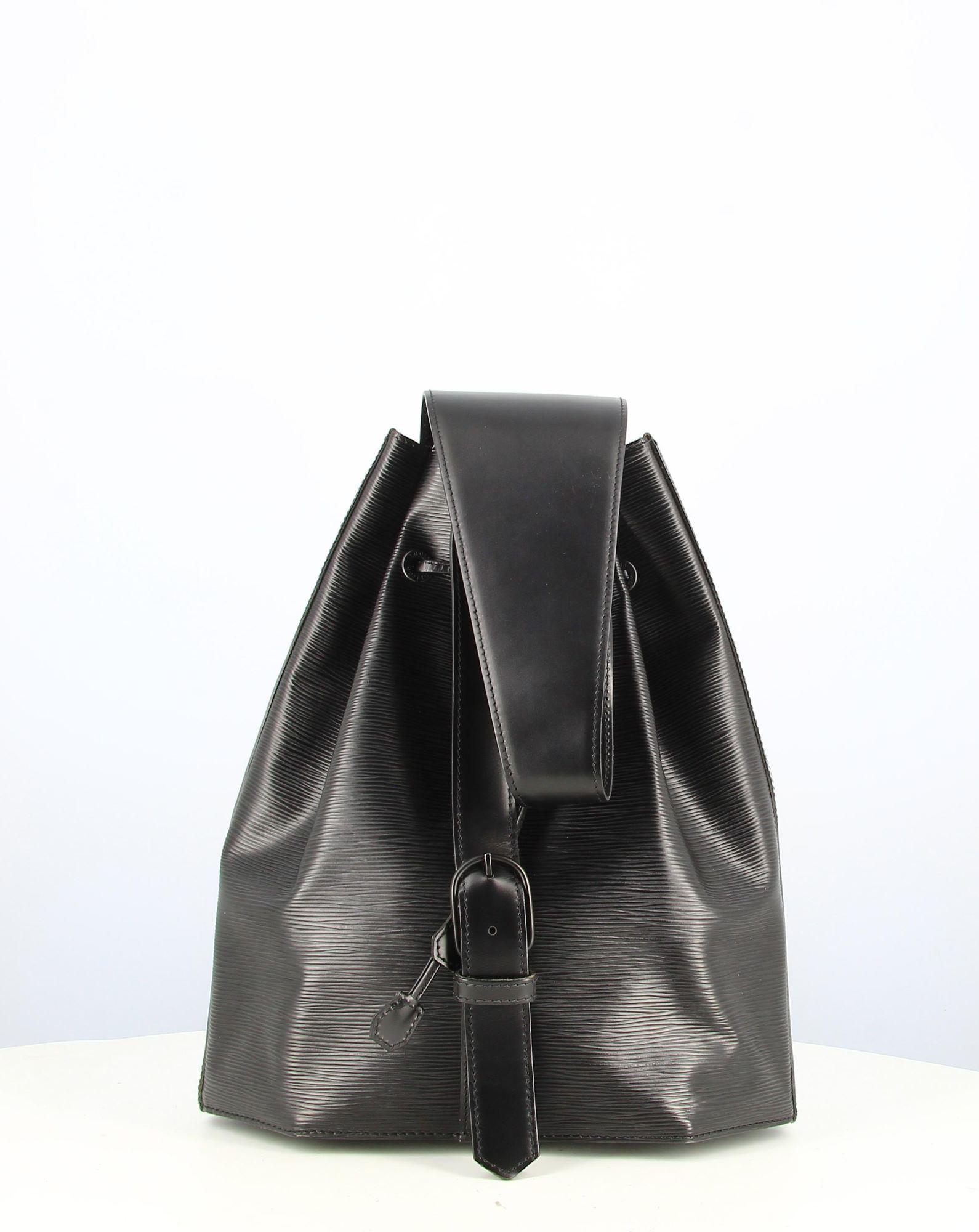 Women's or Men's Louis Vuitton Backpack Leather Epi Black  For Sale