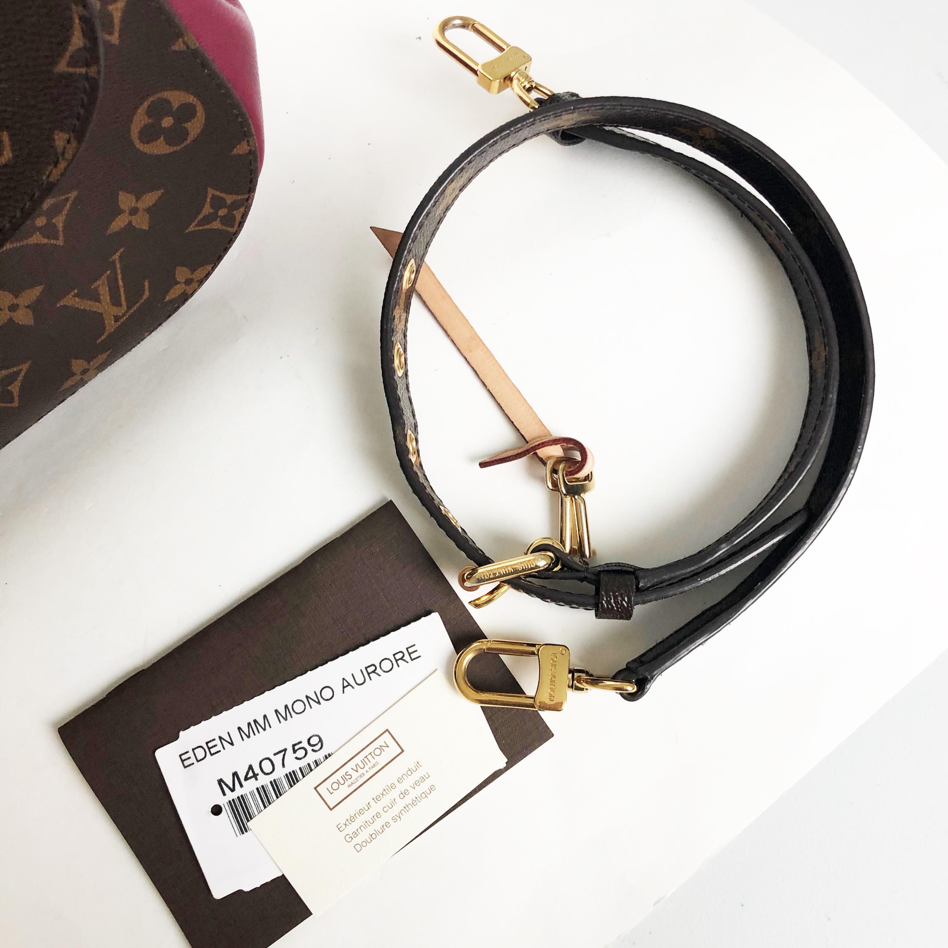 Louis Vuitton Bag Eden MM Monogram Aurore Bag with Shoulder Strap + Dust Cover For Sale 9
