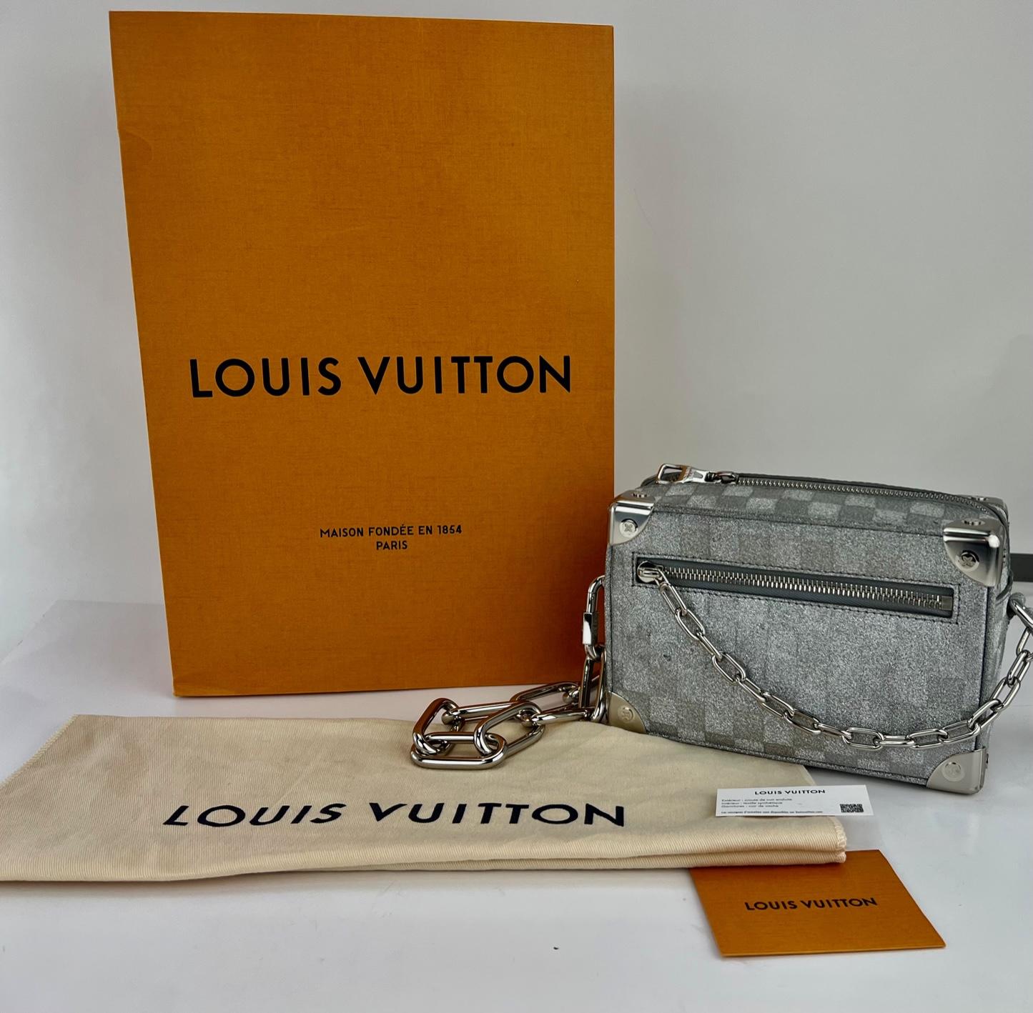Women's or Men's Louis Vuitton Bag Limited Edition Mini Silver Soft Trunk Damier Glitter 