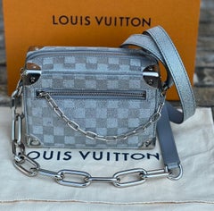 Used Louis Vuitton Bag Limited Edition Mini Silver Soft Trunk Damier Glitter 