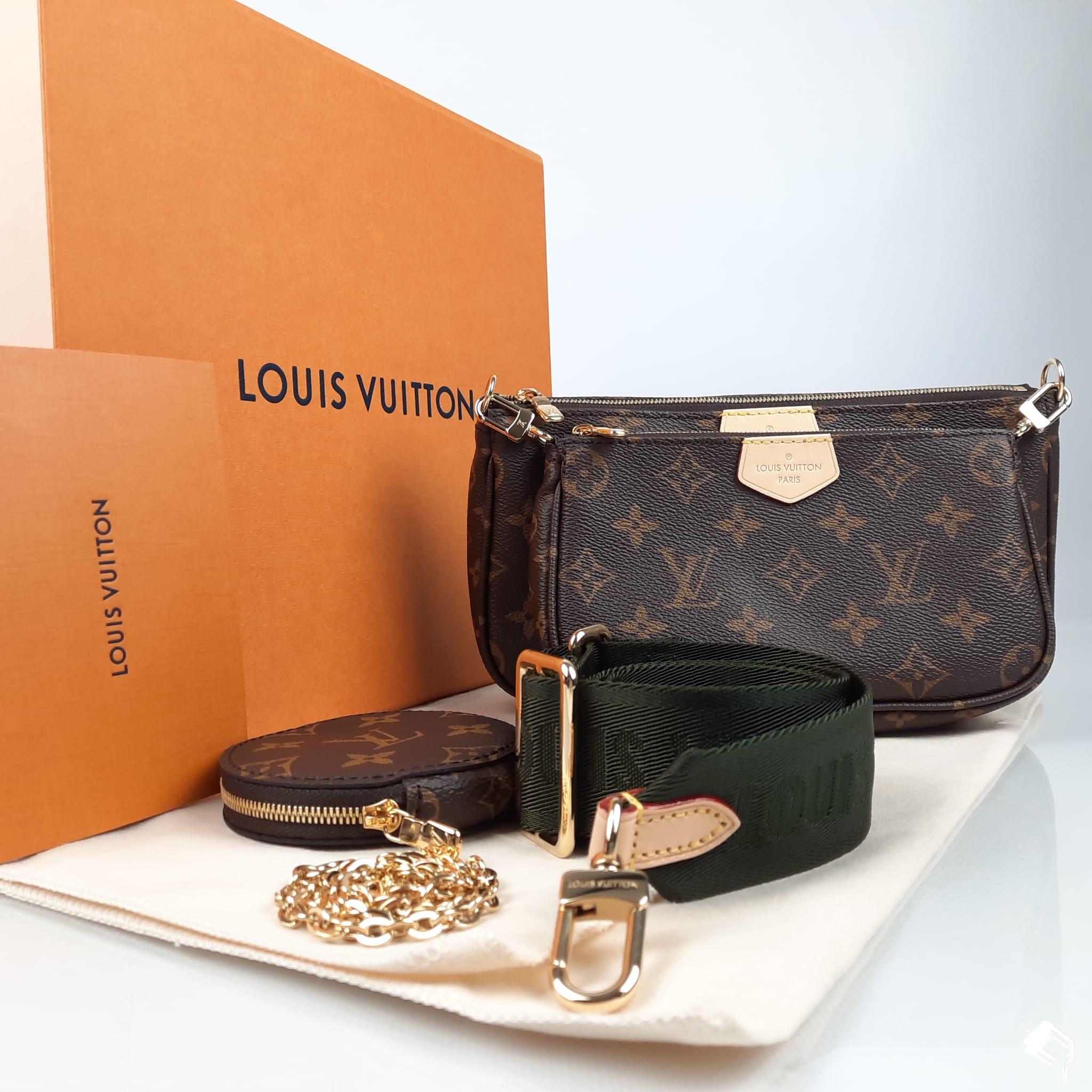 Louis Vuitton Bag Multi Pochette Accessoires Khaki Monogram canvas For Sale 6