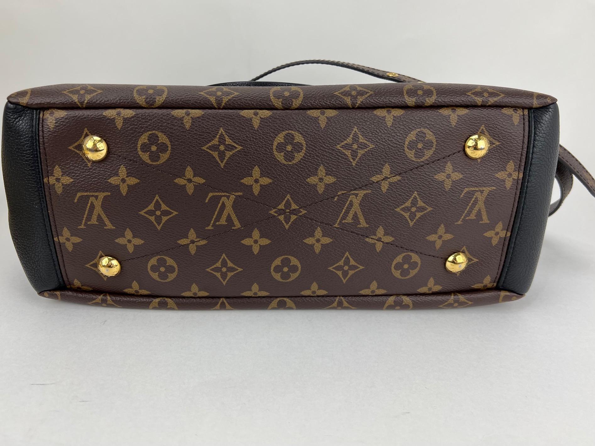 Louis Vuitton Bag PALLAS MM Monogram calf leather Black Handbag Added Insert 1