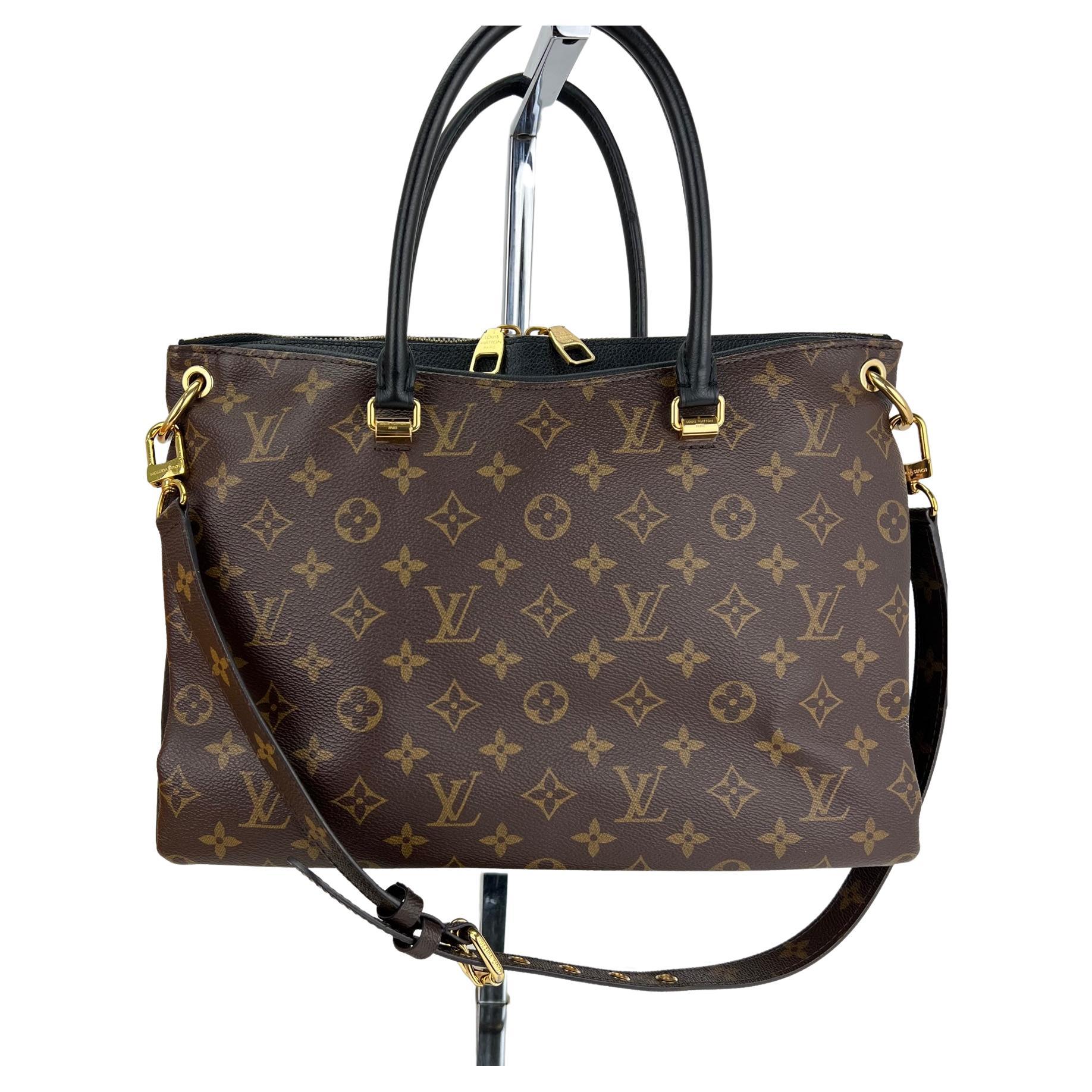 Louis Vuitton Bag PALLAS MM Monogram calf leather Black Handbag Added  Insert at 1stDibs