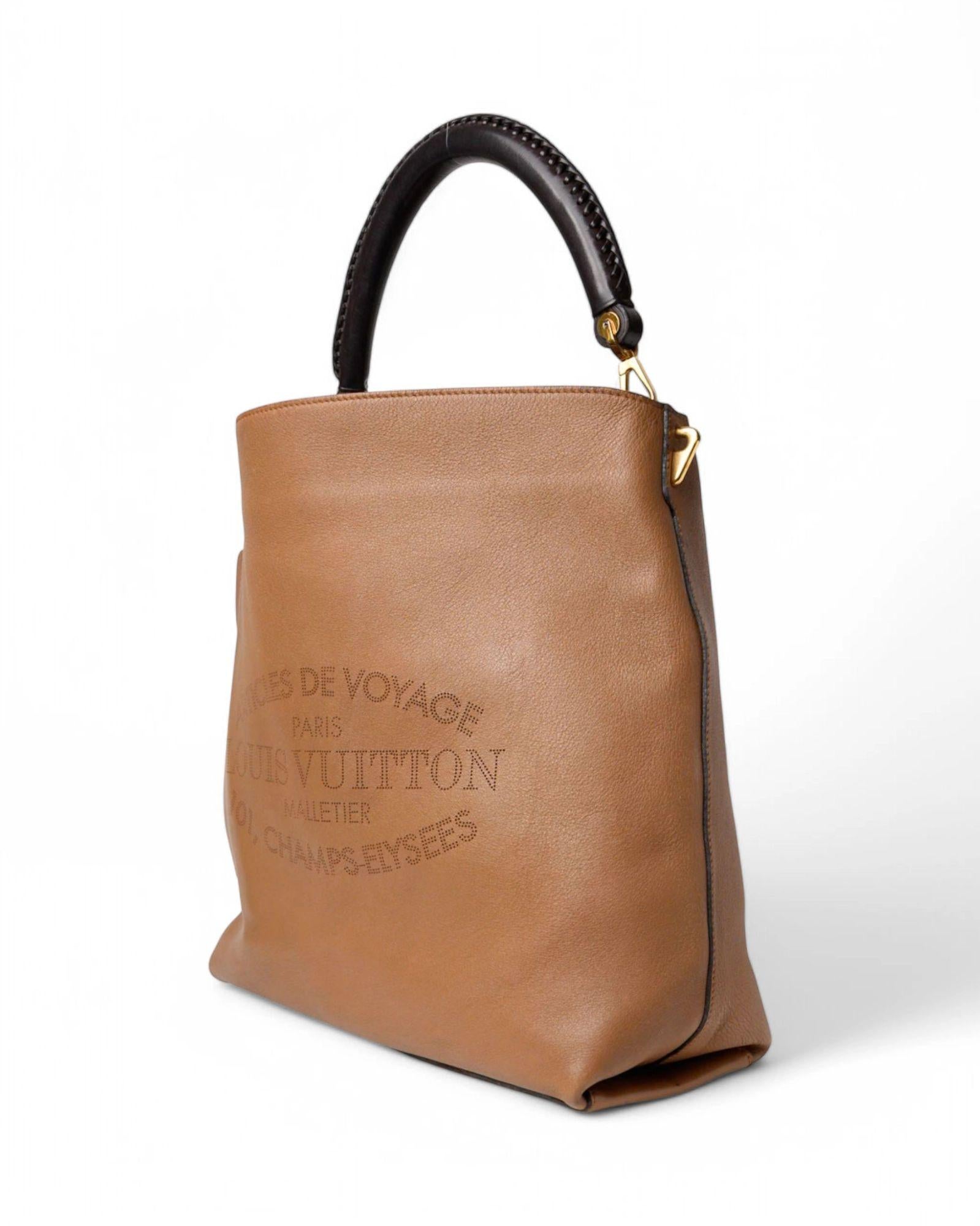Brown Louis Vuitton Bagatelle GM Taurillon Noisette en vente