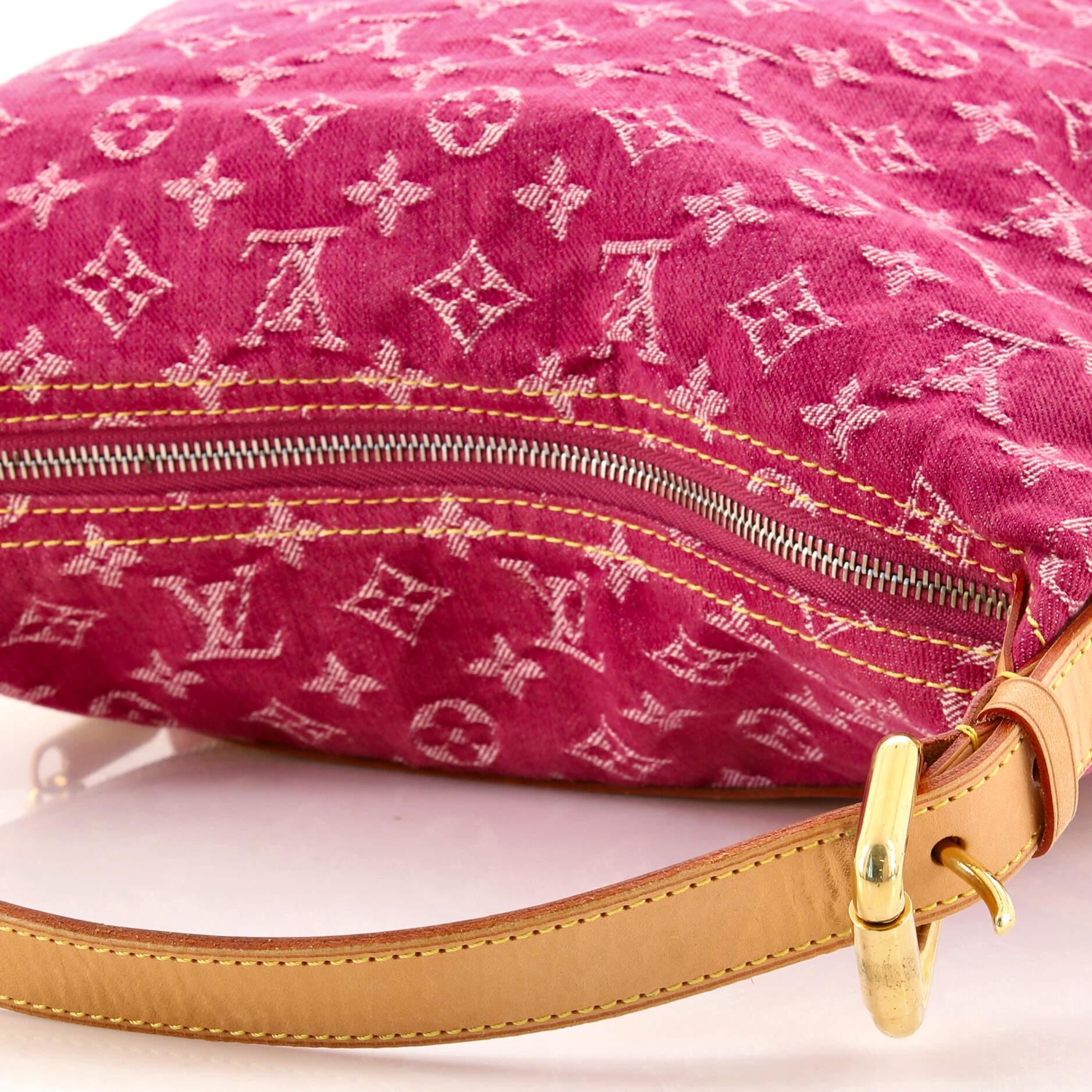 Pink Louis Vuitton Baggy Handbag Denim GM