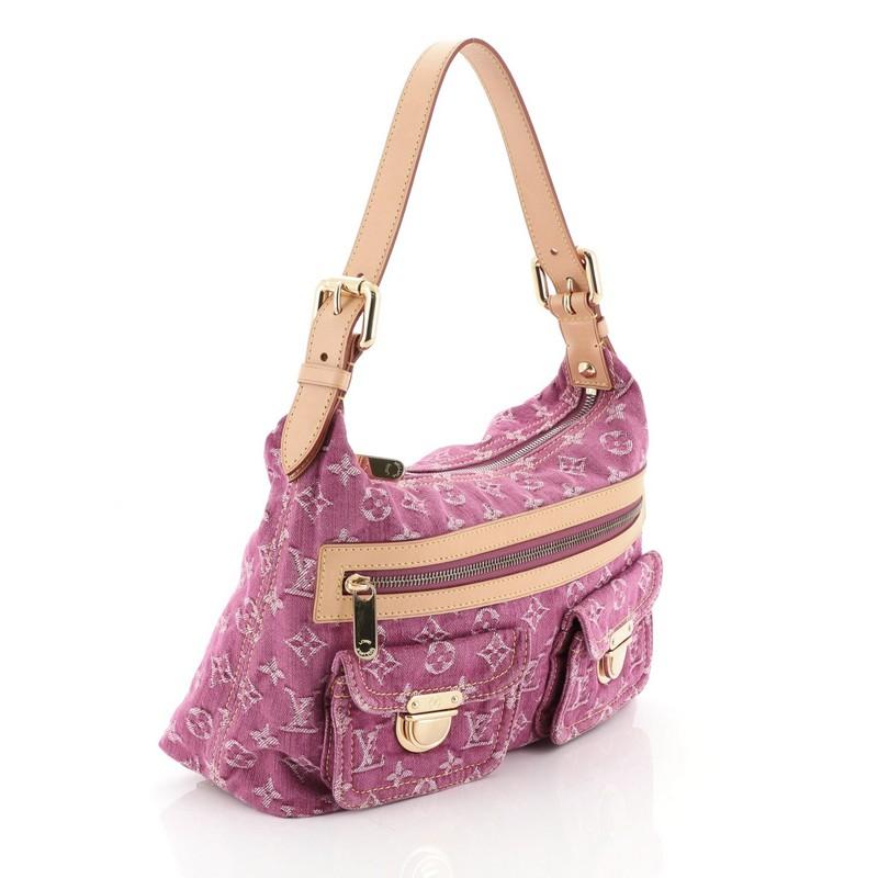 Pink Louis Vuitton Baggy Handbag Denim PM