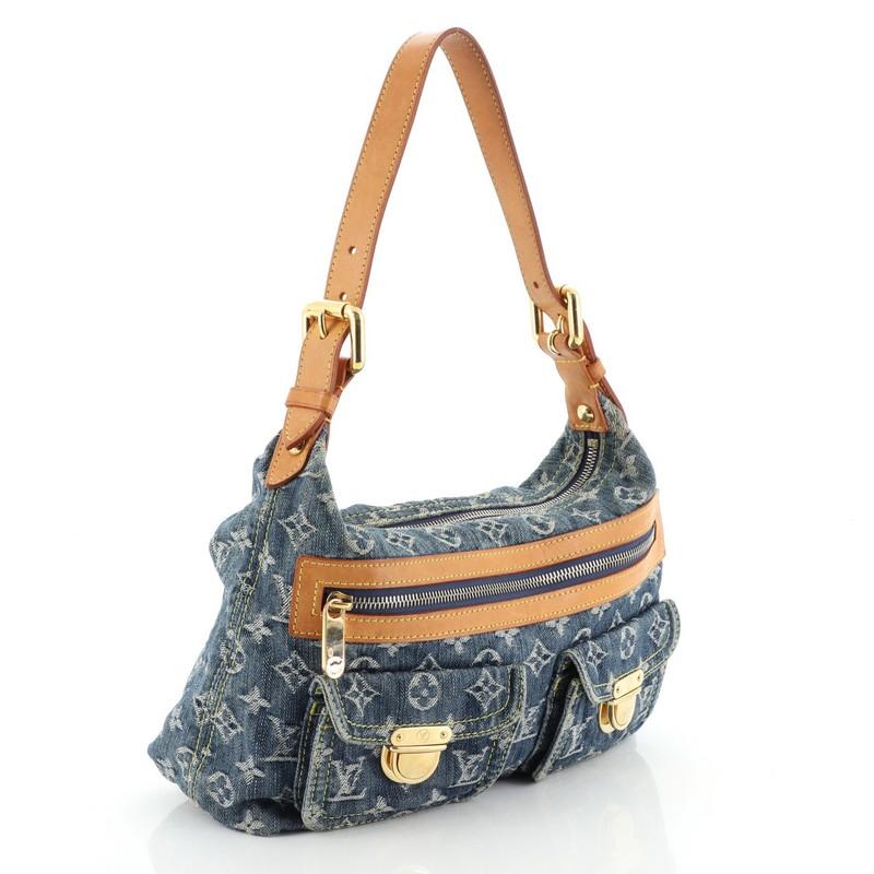 Gray Louis Vuitton Baggy Handbag Denim PM