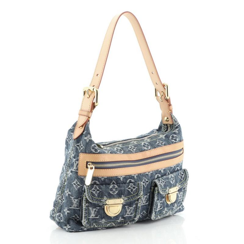 Gray Louis Vuitton Baggy Handbag Denim PM