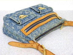 Louis Vuitton Baggy Monogram Denim 228144 Blue Coated Canvas Cross Body Bag