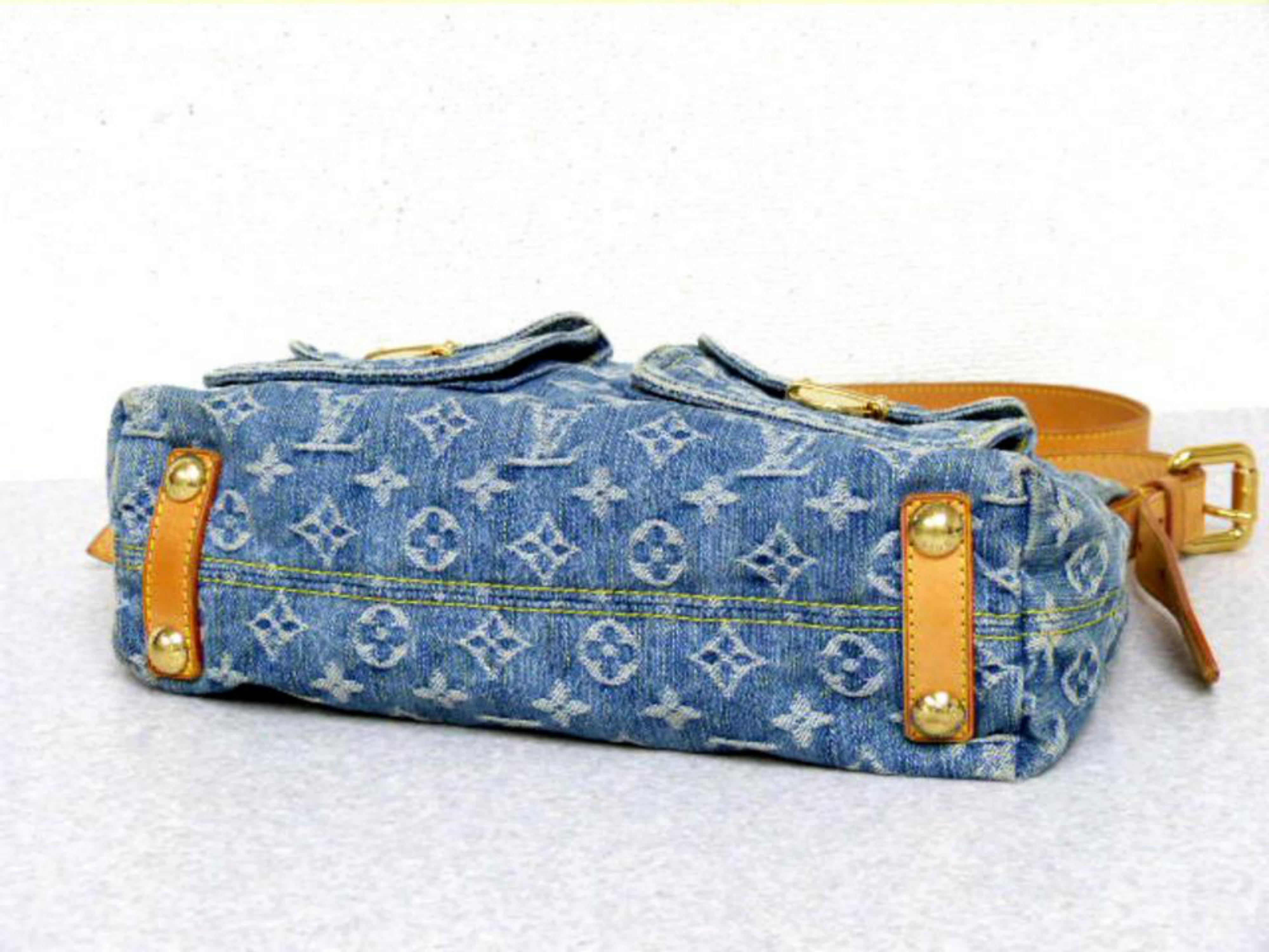 Louis Vuitton Baggy Monogram Denim 228144 Blue Coated Canvas Cross Body Bag In Good Condition For Sale In Forest Hills, NY