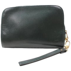 Louis Vuitton Baikal Wristlet Pouch 869780 Green Leather Clutch