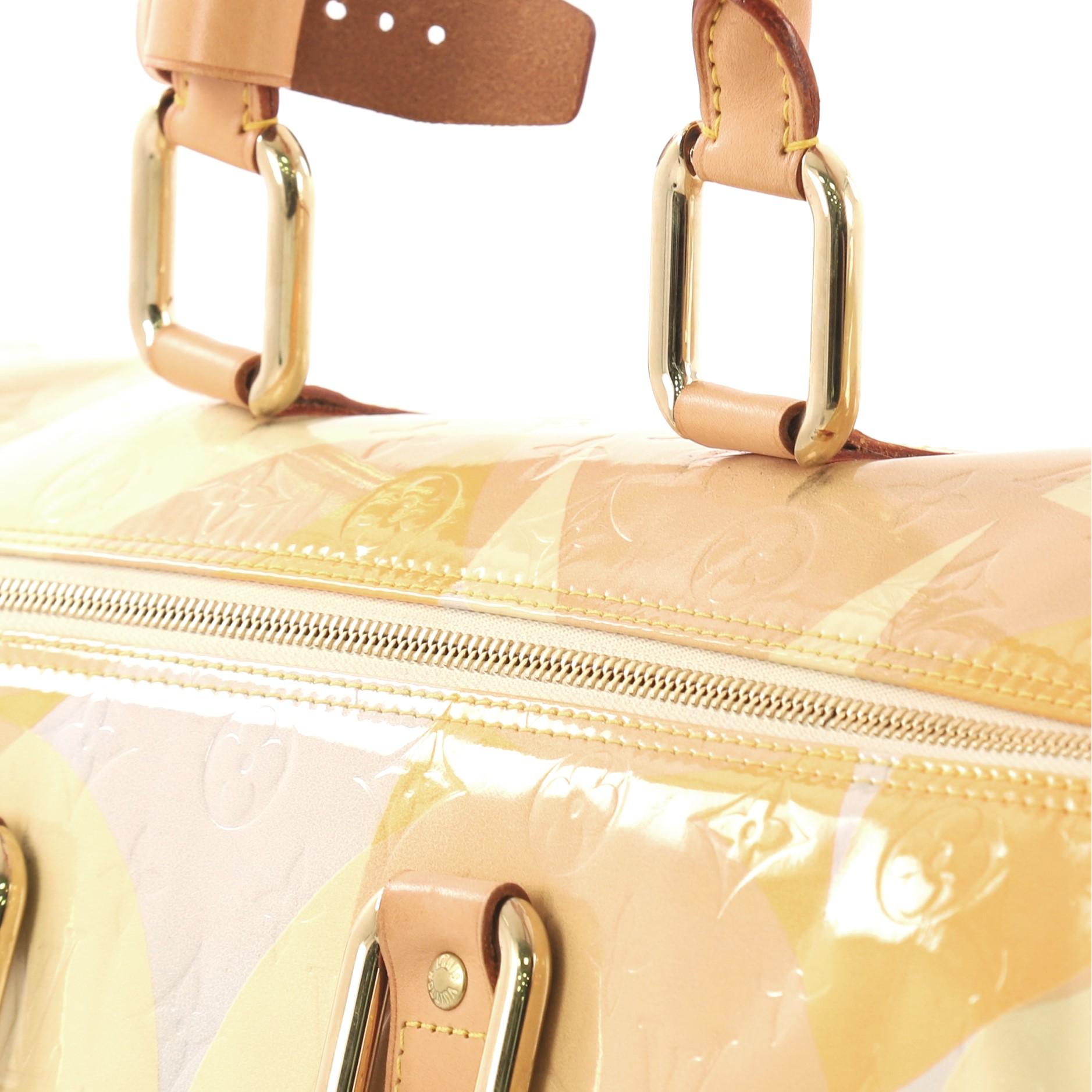 Women's Louis Vuitton Barrel Keepall Handbag Fleur Monogram Vernis 45
