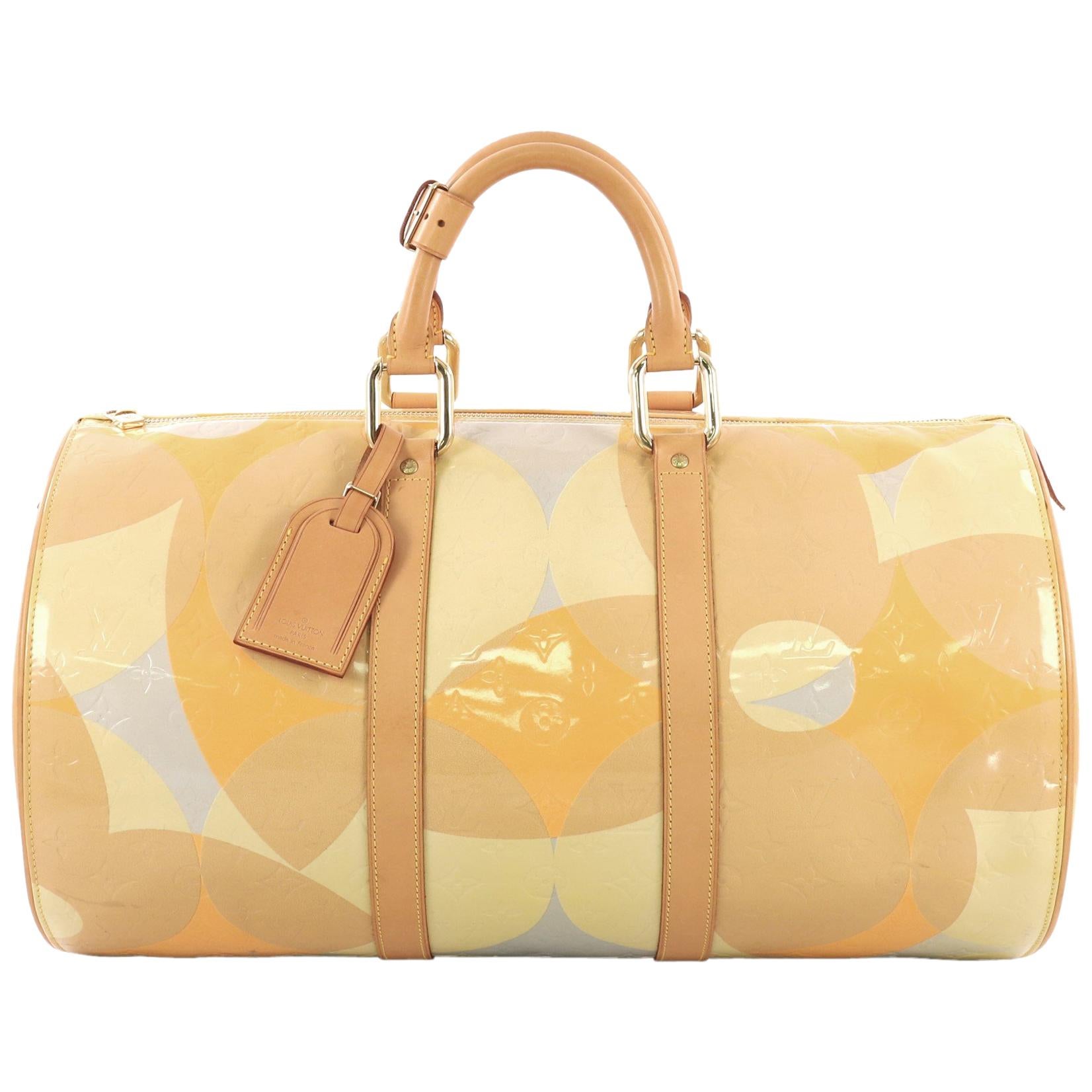 Louis Vuitton Barrel Keepall Handbag Fleur Monogram Vernis 45