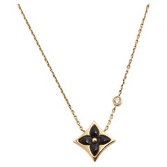 Louis Vuitton BB Blossom Star Onyx Diamond 18k Yellow Gold Necklace