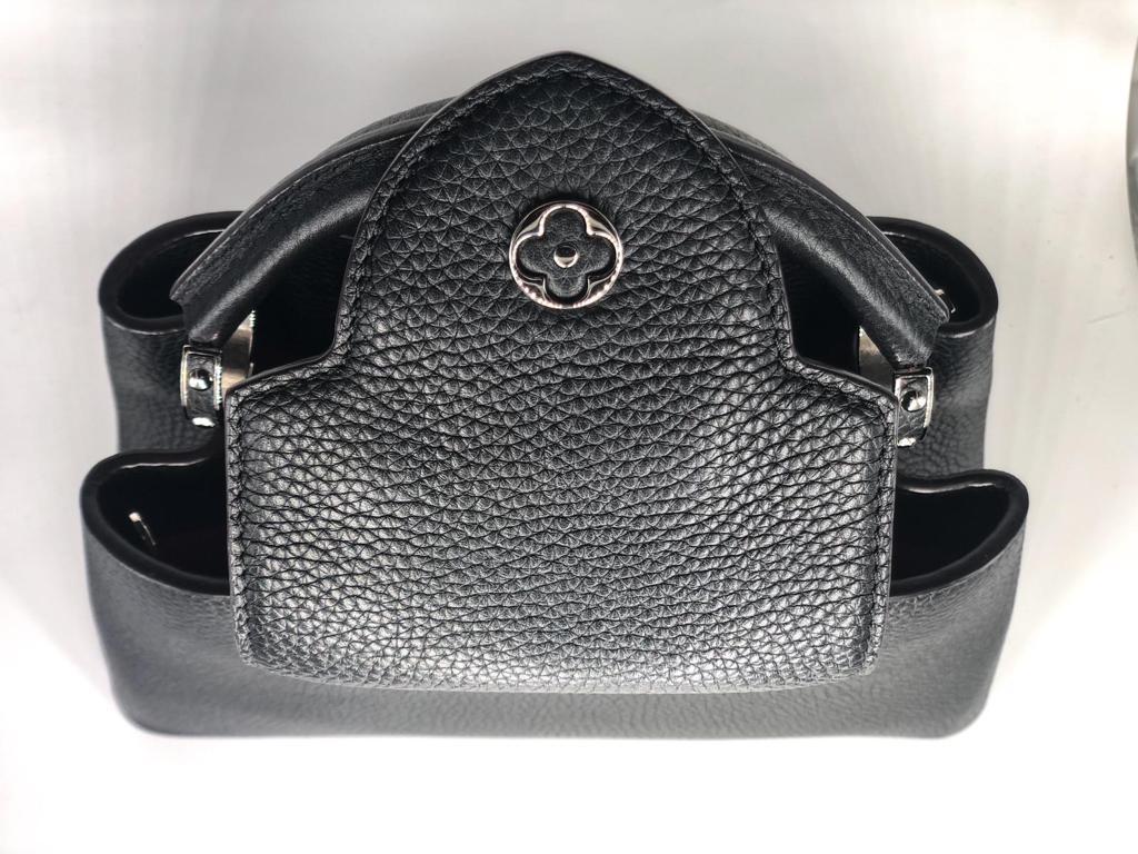 Gray Louis Vuitton BB Capucines Black/ Pink taurillon leather  For Sale