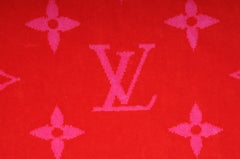 Louis Vuitton Beach Bath Pool Towel Red Pink Drap De Bain Monogram M78643 Cotton