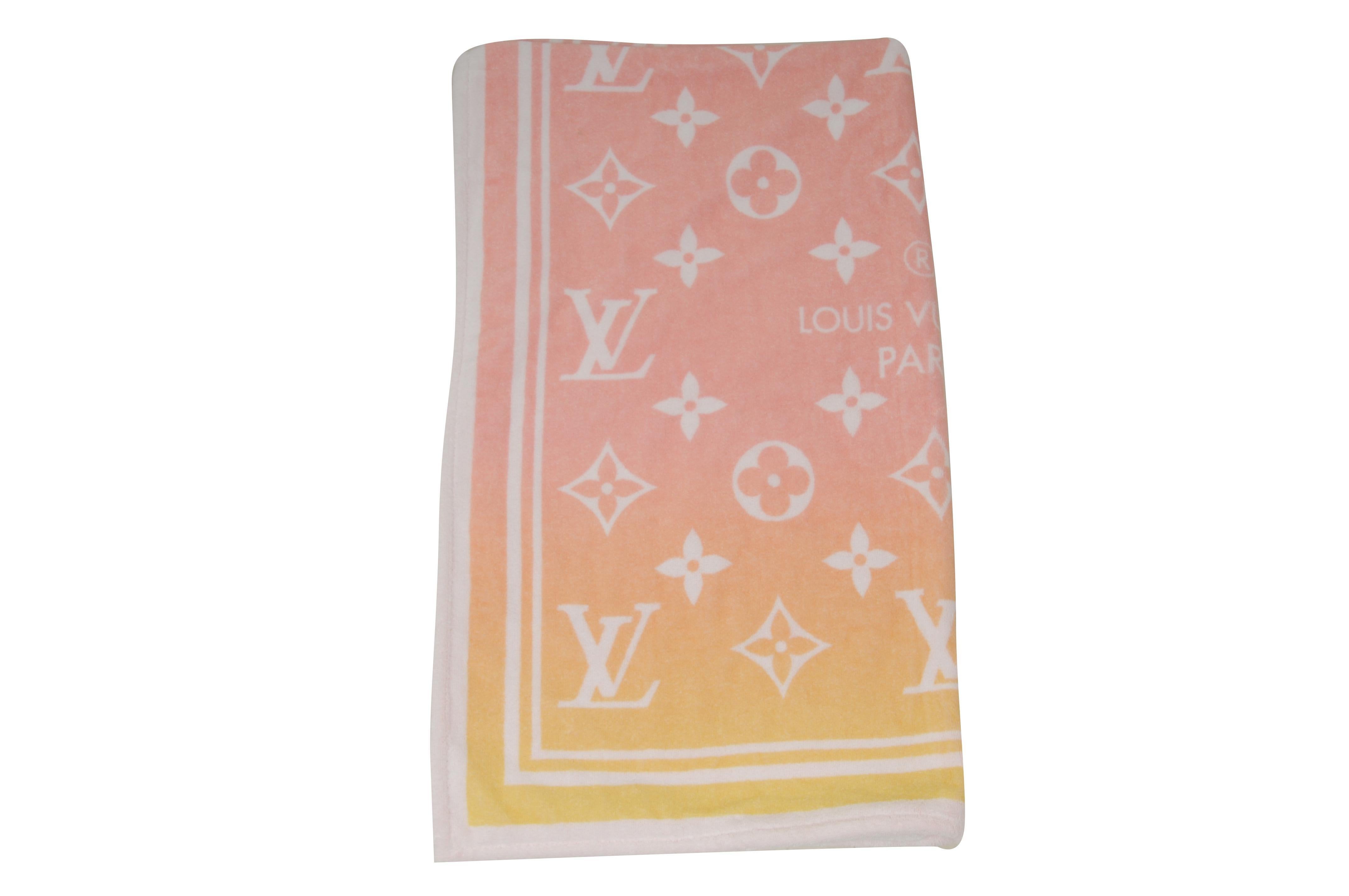Louis Vuitton Playa Toalla de Baño Rosa Amarillo Drap De Bain Monograma M76786 Algodón en Nuevo estado para la venta en North Miami, FL