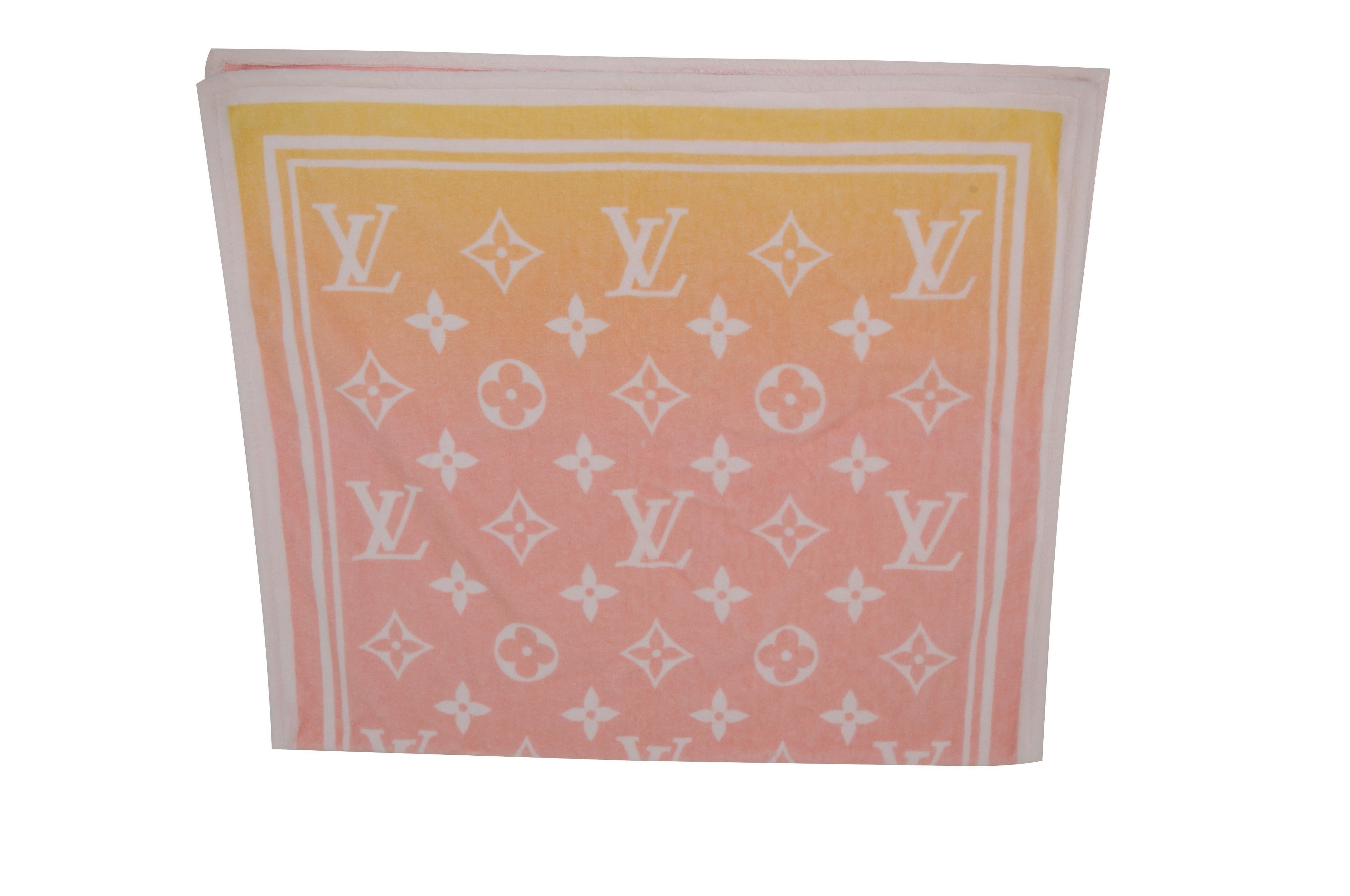 Louis Vuitton Playa Toalla de Baño Rosa Amarillo Drap De Bain Monograma M76786 Algodón en venta 4