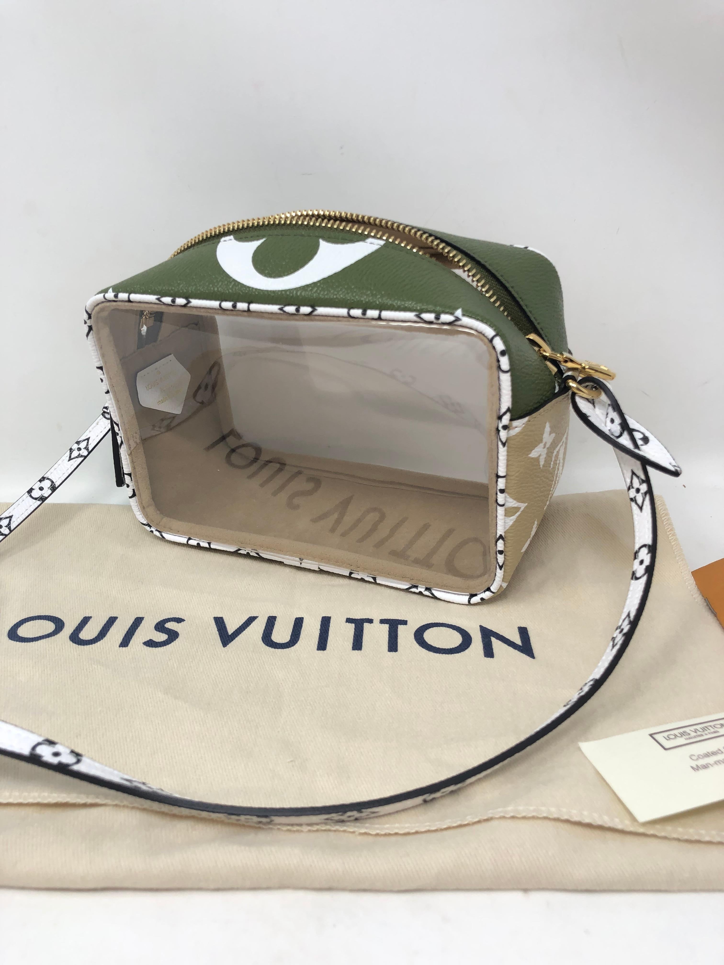 Louis Vuitton Beach Cube Giant Monogram Khaki Green/ Beige Pouch. Brand new and limited. See through bag that is all the rage. Collect this line. Includes dust cover and box. Guaranteed authentic. 