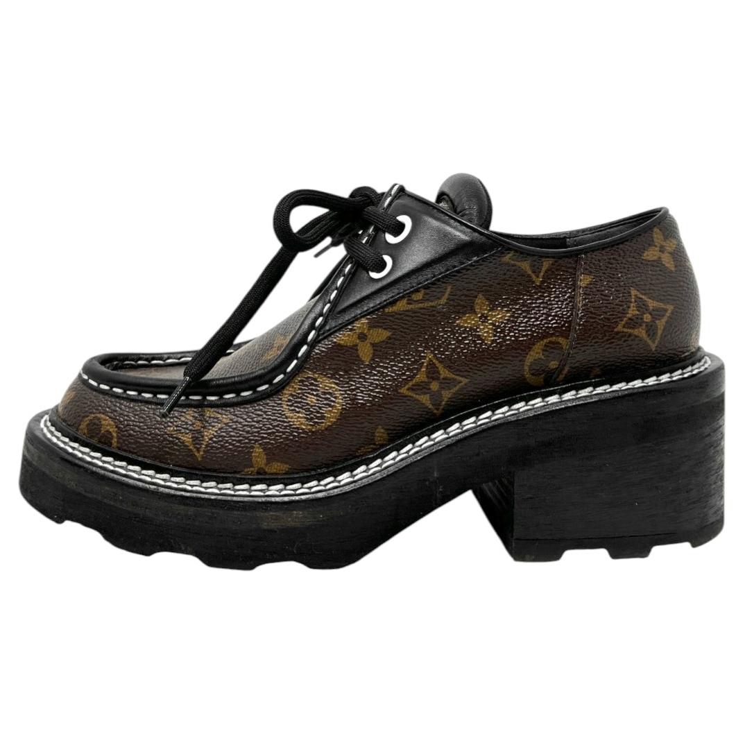 Louis Vuitton Beaubourg Monogram Platform Derby Shoes, Size 37