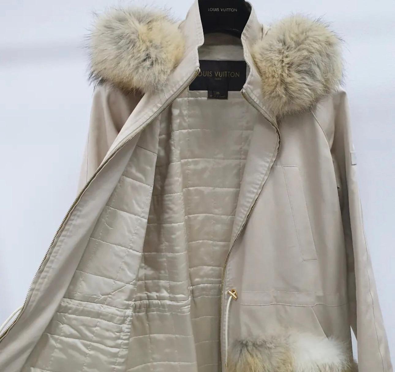 Brown Louis Vuitton Beig Fur Coat Parka 
