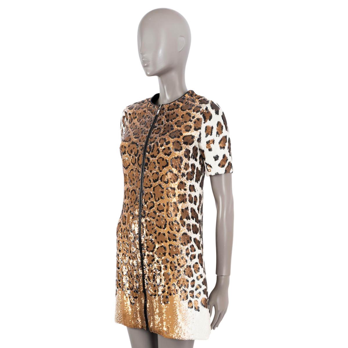 LOUIS VUITTON beige 2018 LEOPARD SEQUIN MINI Kleid 34 XS im Zustand „Hervorragend“ im Angebot in Zürich, CH