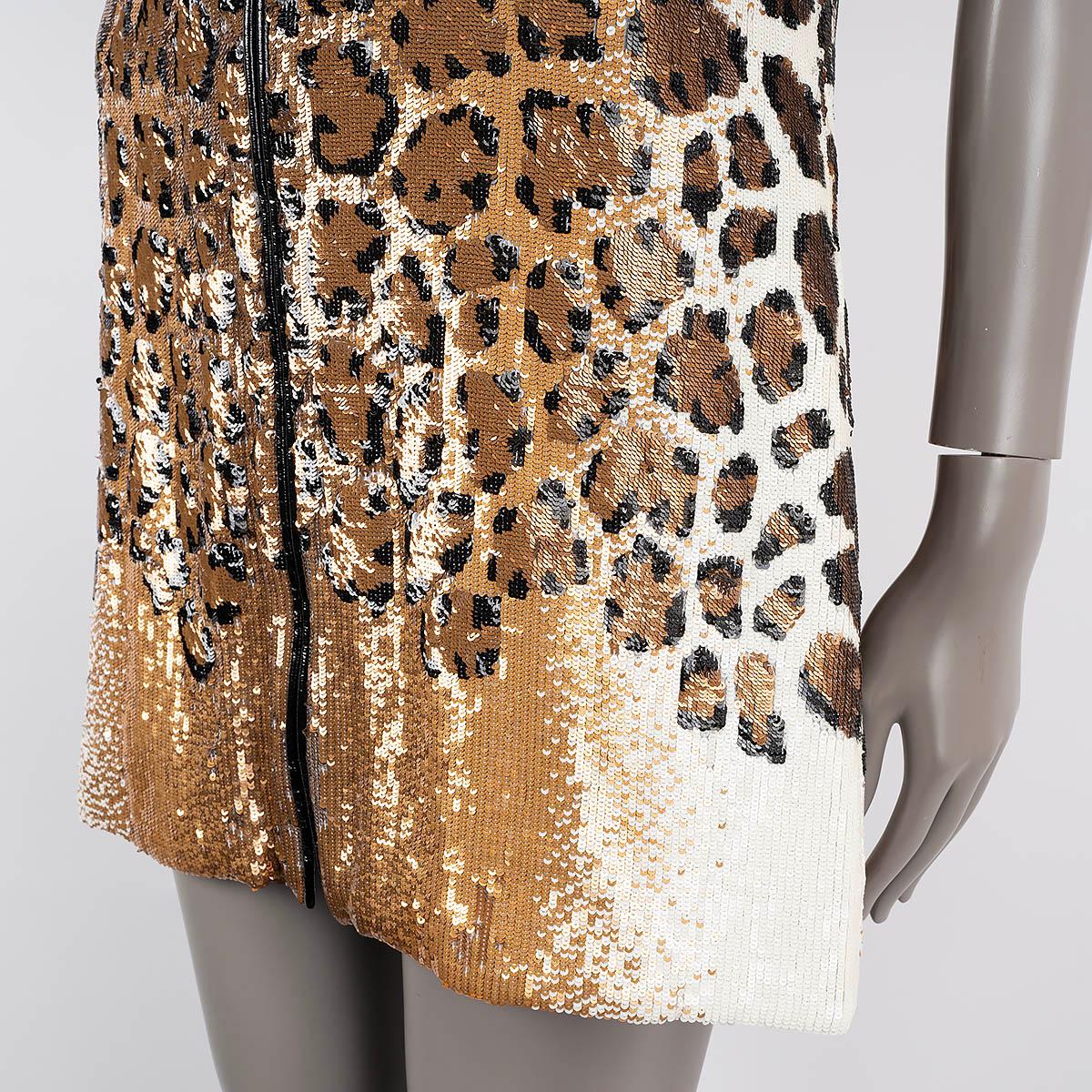 LOUIS VUITTON beige 2018 LEOPARD SEQUIN MINI Kleid 34 XS im Angebot 2