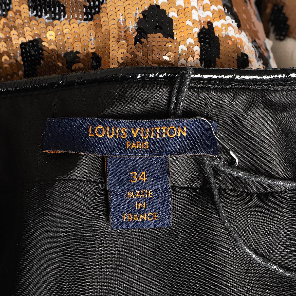 LOUIS VUITTON beige 2018 LEOPARD SEQUIN MINI Kleid 34 XS im Angebot 3